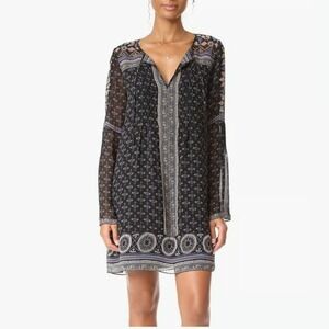 Joie Dress XS Blue Silk Sheyla Boho Peasant Hippie Bell Sleeves Sheer